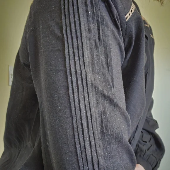 St Roche MORTIMER TOP Black Embroidered Hand Loom Cotton New - Picture 2 of 13